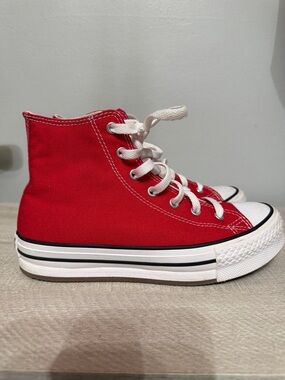 Converse Kids Red and White High-Top Canvas Sneakers